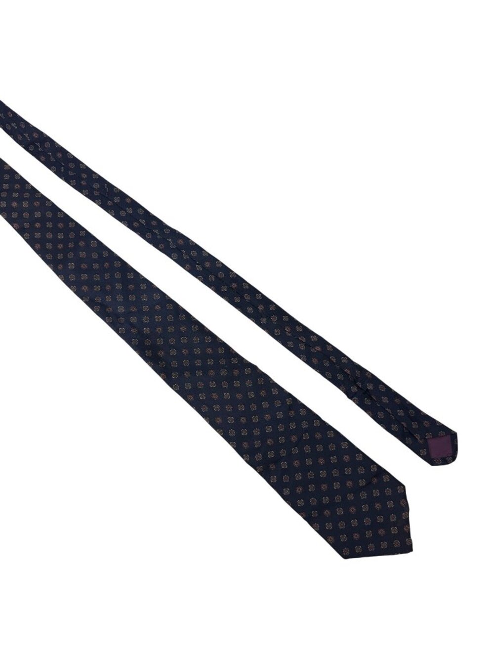 Manhattan Mens Silk Tie Navy Floral Pattern Made In USA 100% Silk Classic Width